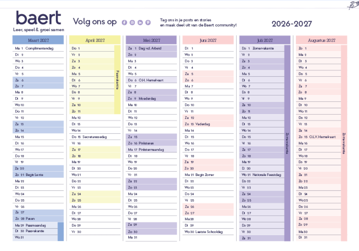 Blog Overzicht jaarkalender
